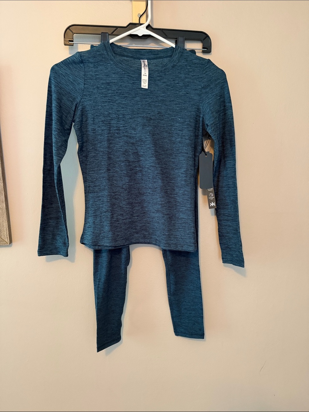 Kids Long Sleeve Top & Leggings Matching Set - Teal Heather